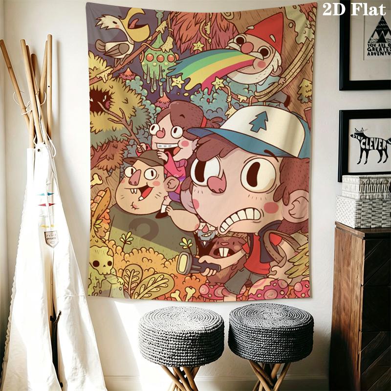 Gravity Falls Cartoon Pattern Home Decor Tapestry, Wall Hanging, Decorative RV Wall Cloth.XGT0914582