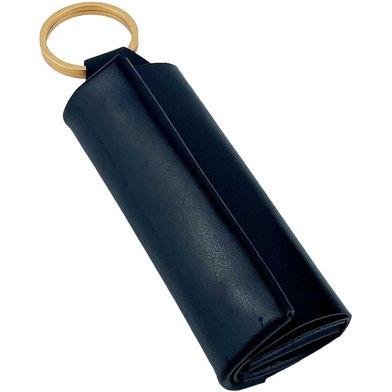 

[Cliff] wallet wallet men s mini wallet small wallet compact made in Japan genuine leather Brass (key ring-navy)