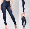 Ladies Embroidered With High Elasticity Straight Barrel And Tight Legs Jean