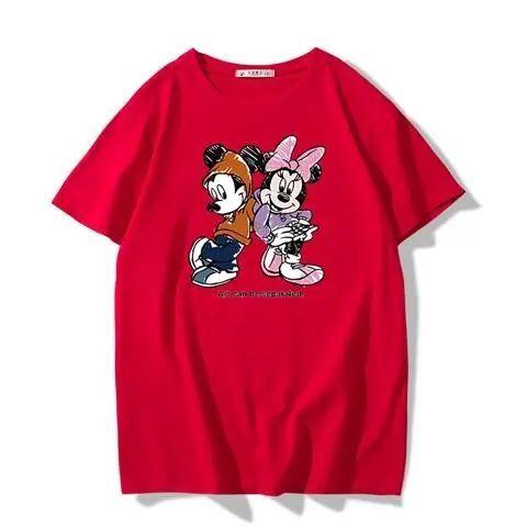 Mickey Minnie 2025 Summer Streetwear Cotton T Shirt for Unisex Women Casual Graphic Tee Cartoon Print Tops Art Can Be