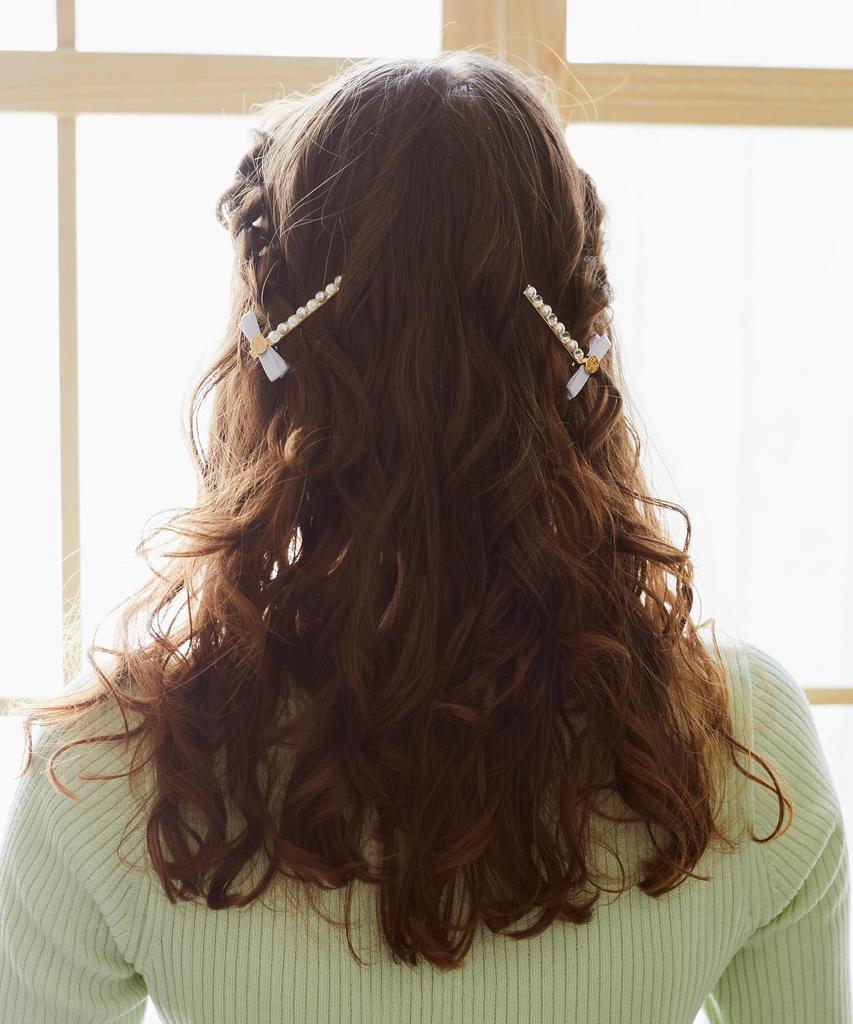 de Hair Accessories Ribbon Bijou Tweezers Light Pink [Maison Fleur] Women's