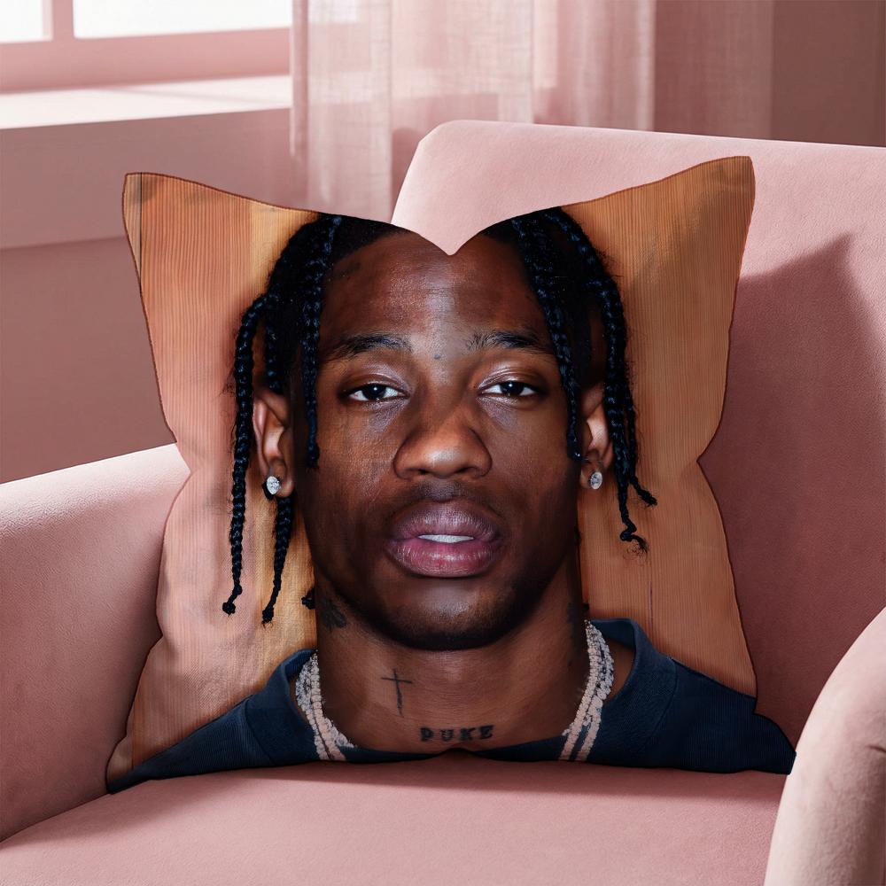 Travis Scott Cushion Cover Multi-Scene Pillow Cover for Home & Car - Reversible, Soft & Durable for Daily Use