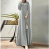 Plus Size Muslim Women's Solid Long Sleeve Loose Robe Dress