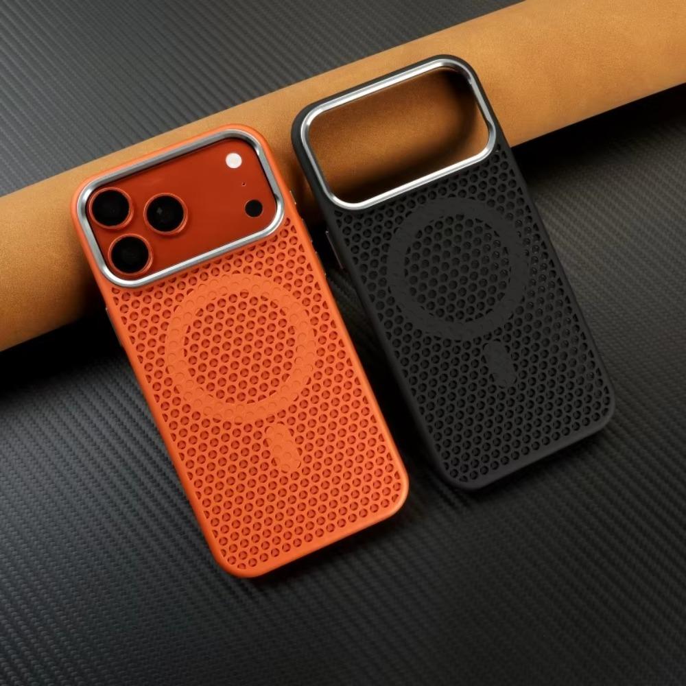 Unique Matte Cooling Case For iPhone 17 16 15 14 13 12 Pro Max Breathable Magnetic Anti-Drop Metal Camera Frame Protective Cover