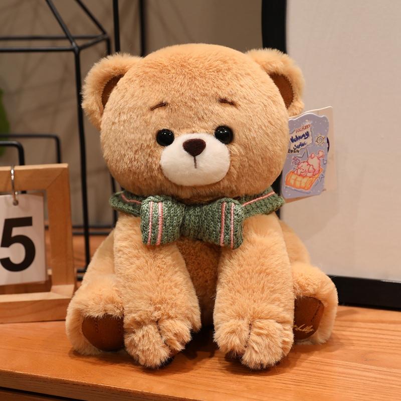20/30CM Cute Bow Tie Bear Dog Rabbit Doll Plush Toy Hug Bear Doll Birthday Gift Pillow Animal Home Living Room Bedroom