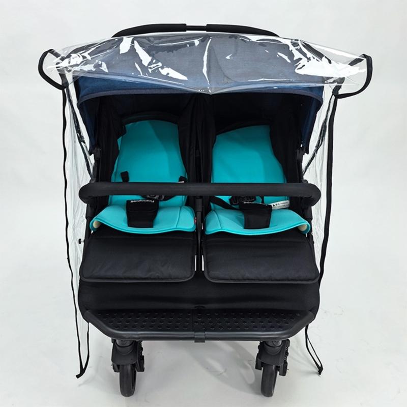 Universeller Zwillingskinderwagen Regenschutz Abdeckung Winddichtes Design Regenmantel Funktion Leicht Faltbar Für Reise Täglich