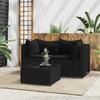 Vidaxl 3-Cz. Conjunto de Muebles de Jardín, Cojines, Ratán Negro PE
