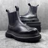 Men's Trendy High-End British Style Thick-Soled Height-Increasing Chelsea Boots Slip-On Short Trendy Shoes
