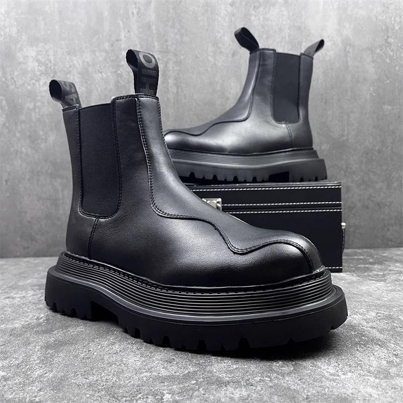 Fashion Shoes Cswo01 Men's Trendy High-End British Style Thick-Soled Height-Increasing Chelsea Boots Slip-On Short Trendy Shoes Cm