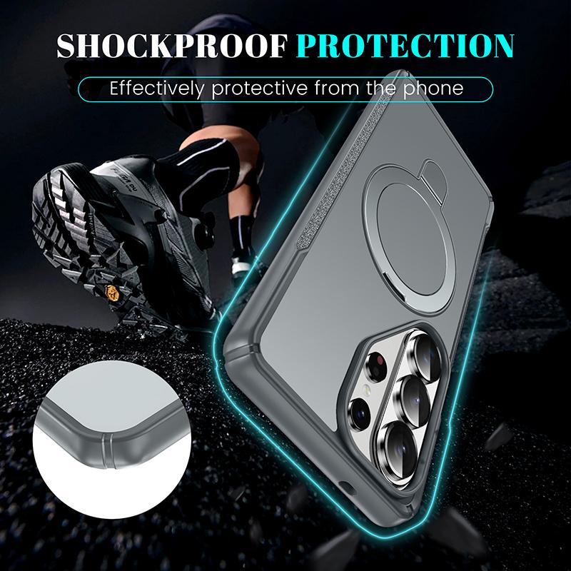 For Magsafe Kickstand Case for Samsung Galaxy S26 S25 S24 S23 Edge Plus Ultra A05 A06 A54 A16 A36 A56 A07 Magnetic Clear Cover