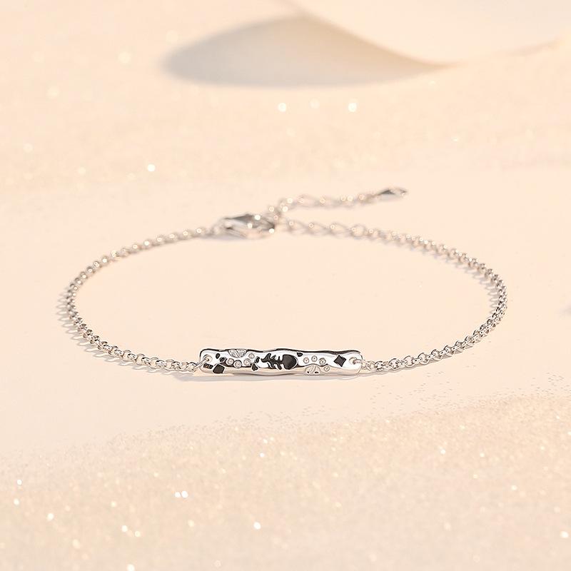 Tichya S925 Sterling Silver Paw Print Bracelet - Unisex, Simple & Versatile Fashion for Cat & Dog Lovers 925 Sterling Silver