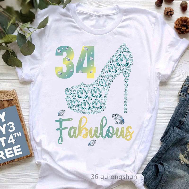 Summer Birthday Series Printed Loose Casual Round Neck Cotton Short Sleeves T-Shirts Women’s