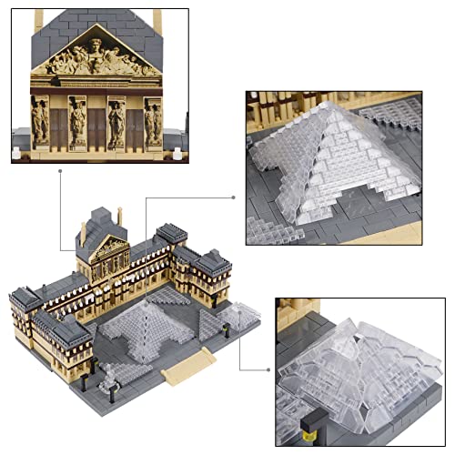 LULUFUN Louvre Museum Microblock Building Block Set, Toy, Musée du Louvre Art Museum Building, Adult Gift, Birthday, Christmas Present (3377 Pieces)