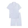 Men S Blue Cotton Stripe Short Sleeve Pajama aamp4597S