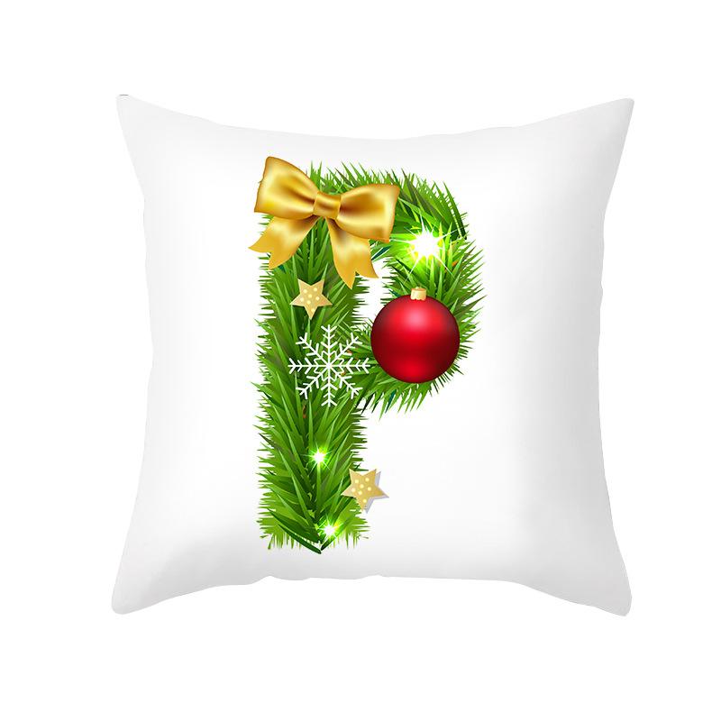 Christmas Pillow Cover Cartoon Green Letter Series Office Pillow Cover Printed Cushion Cover Cross-border