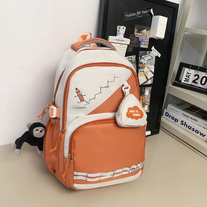 Schoolbag schoolbag female junior high school student college student backpack large capacity versatile contrasting splicing ins couple backpack