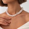 Trendy Y2K Aesthetic Smudge Resin Bead Chain Necklace Lightweight for Women Summer Beach Wear Jewelry Gift