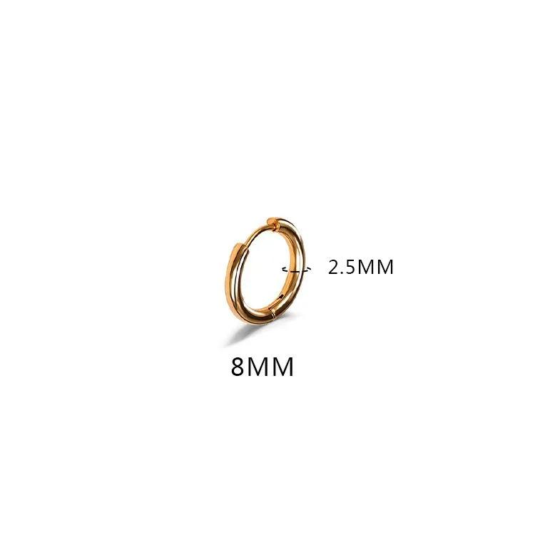 LATS 2024 New Simple Stainless Steel Small Hoop Earrings for Women Men 8mm To 20mm Round Cartilage Ear Piercing Fashion Jewelry