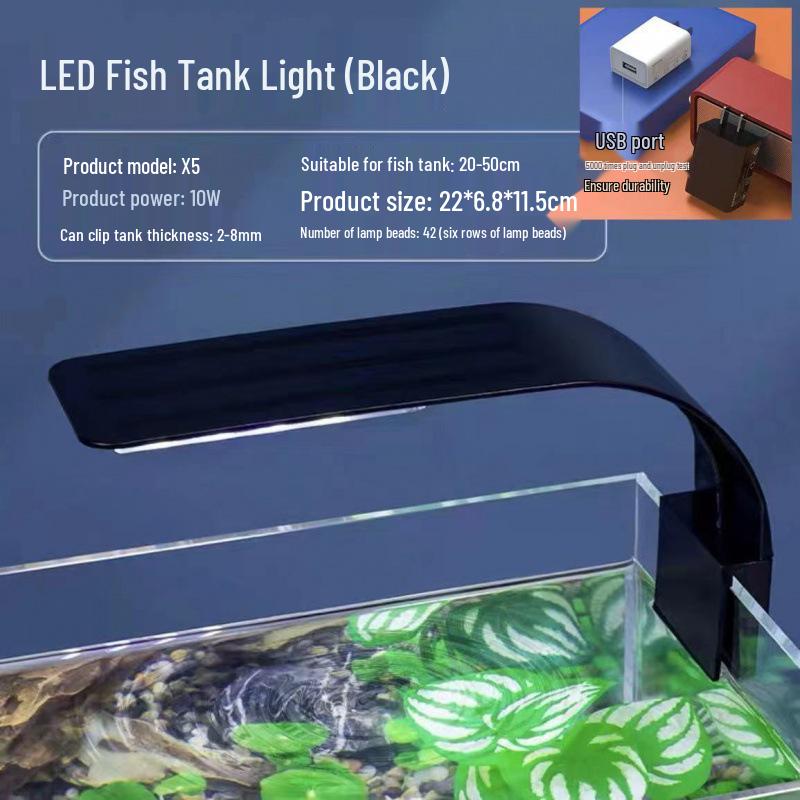Ultra-thin LED Fish Tank Light: Color-enhancing, Energy-saving, Splash-proof, Full Spectrum, Three-color Dimming Clip Light