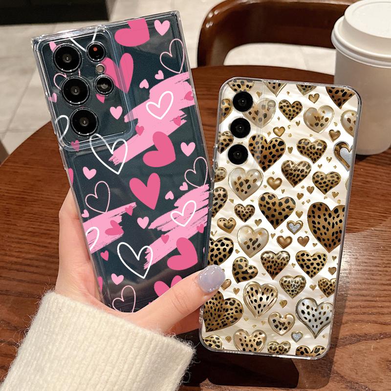 Love Heart Print Case For Samsung Galaxy S26 S25 S24 Ultra S23 S25 FE A57 A17 A37 A16 A56 A55 A15 A35 A36 Soft TPU Phone Cover