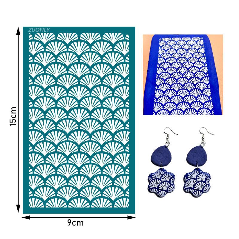 Washable Silk Screen Stencils Soft Pottery Polymer Clay Geometric Animals Plants Craft Embossing Tool DIY Earring Jewelry Mold
