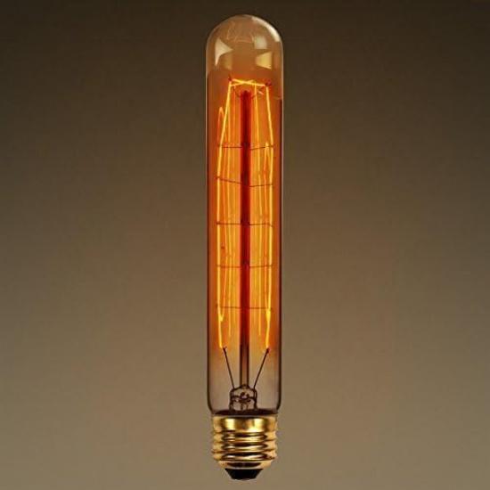 CTKcom T9/T185 40W Vintage Edison Light Bulbs E26 E27 Base(4 Pack)- Tubular Bulb Nostalgic Tungsten Filament Antique Incandescent Bulb Golden Tinted