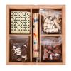 Holz Brettspiele Set Eltern-Kind Interaktives Desktop Lernspielzeug Anfänger Schachspiel für Kinder und Erwachsene