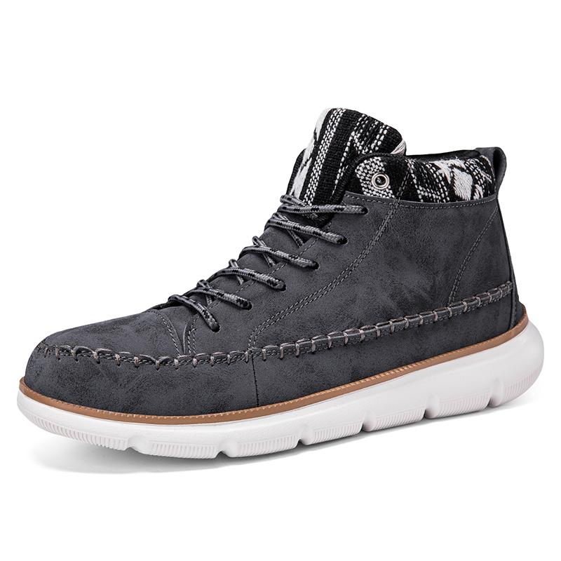 Fashion Classic Fashion Yellow Men's Work Shoes Breathable Leather Casual Shoes for Men Lace-up High-top Shoes Men Zapatos Para Hombres