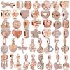 Rose Gold Large Hole Loose Beads Pendant For DIY Pulsera Necklace Accessories Women Fine Jewelry Gifts