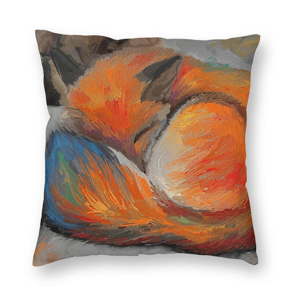 Miyagi Zao Fox Village Square Pillowcase Polyester Linen Velvet Creative Zip Decor Bed Cushion Cover