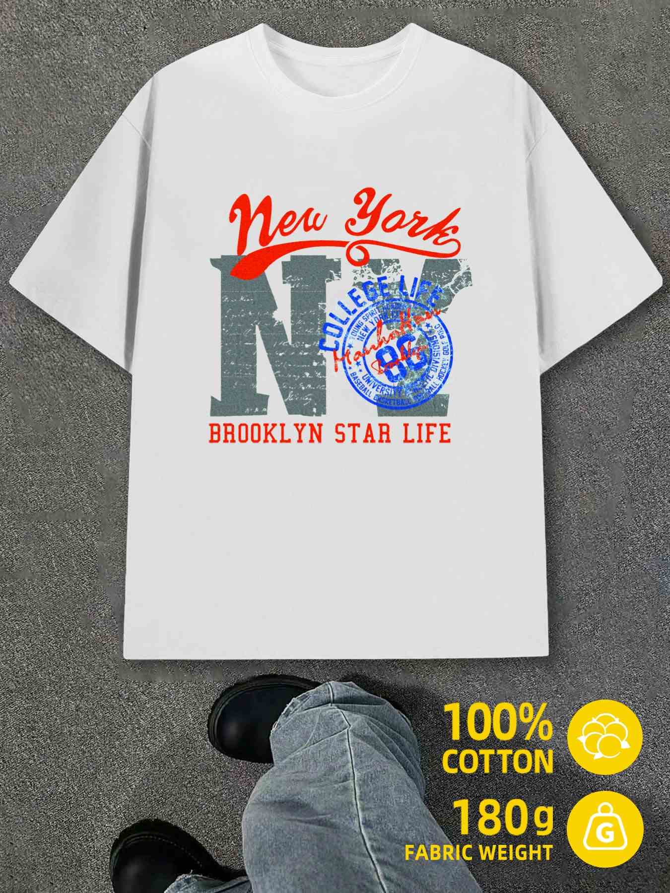T-Shirt Y2K Nyc Brooklyn Life White S