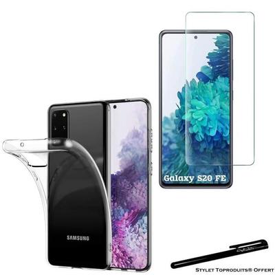 Tempered Glass for Samsung Galaxy S20 FE and Transparent Soft Protective Case with Toproduits® Stylus