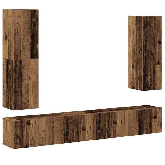 VidaXL Ensemble de meuble TV mural 4 pcs vieux bois bois d'ingénierie, meuble TV, meuble multimédia, console TV, meuble 3329153