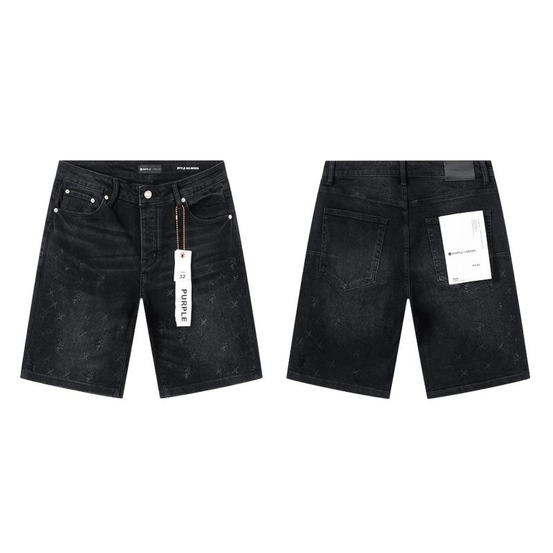 Cross-border Trendy Brand PURPLE BRAND JEANS European and American High Street Loose and Versatile Jeans Shorts Men's and Women's Tide