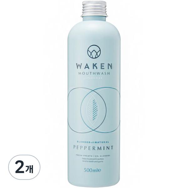 

Ополаскиватель для рта Waken, фторид натрия, вкус перечной мяты, 500 мл, 2 шт.