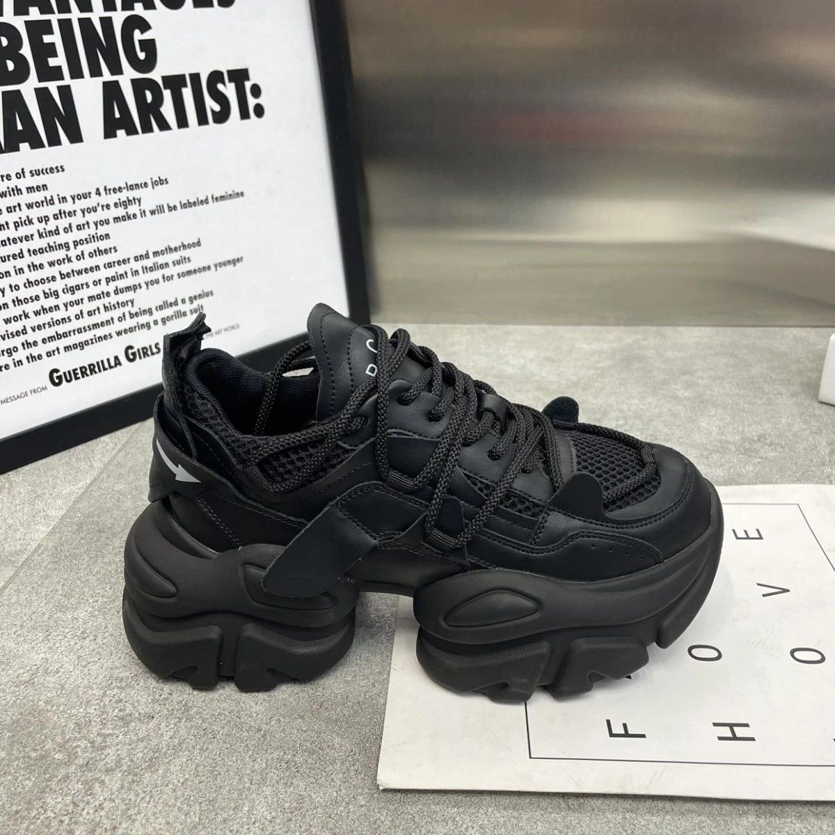 

Новая Мода Женские Теннисные Туфли Массивные Кроссовки Для Женщин Весна Осень Толстая Подошва Папины Кроссовки Женские Платформенные Кроссовки из ПУ Кожи 37