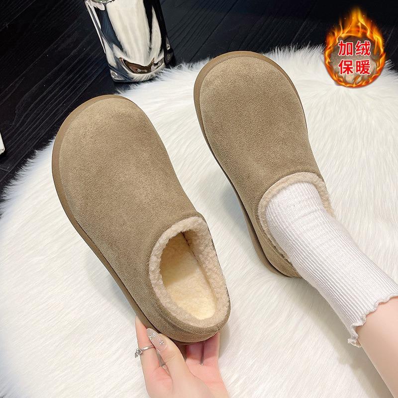 [sheii] Wool small potatoes~ Baotou inner height increase fluffy slippers women's cotton shoes