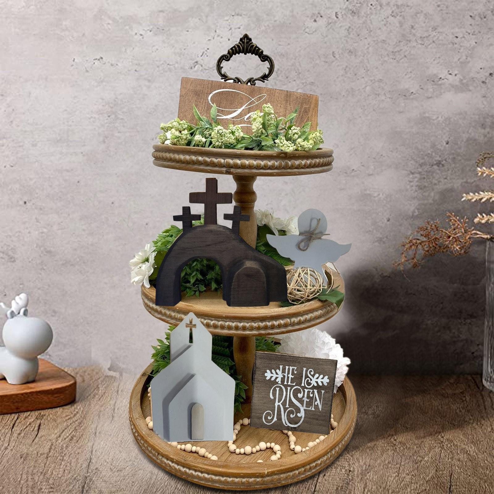 

Пасхальный многоярусный поднос с орнаментом, декоративное украшение для дома One Size