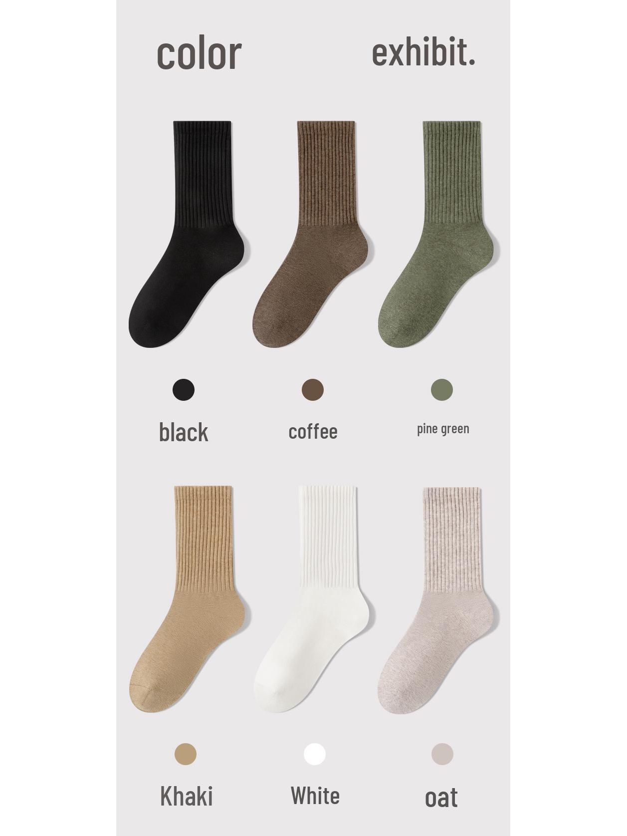 

Autumn/Winter High Elastic Men s Mid-Calf Pure Cotton Solid Color Breathable Socks One Size