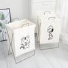 Nordic Cotton Linen Foldable Laundry Hamper with Wrought Iron Frame