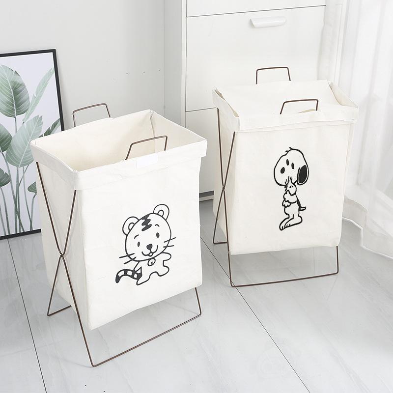 Nordic Cotton Linen Foldable Laundry Hamper with Wrought Iron Frame