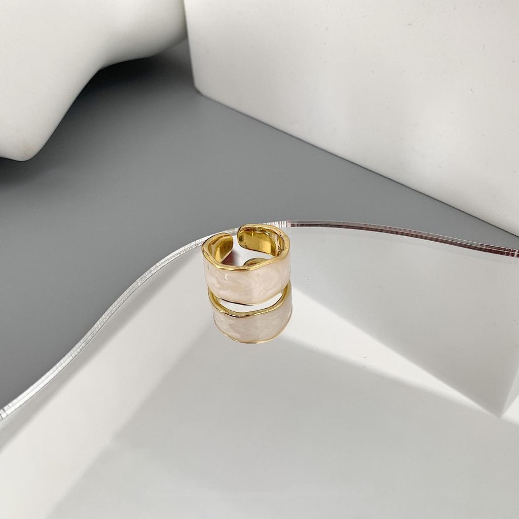 Korean New Wave Elegant Enamel Adjustable Ring - Retro Palace Style Hip Hop Index Finger Ring for Women