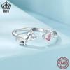Adjustable Platinum-Plated S925 Sterling Silver Naughty Cat Ring