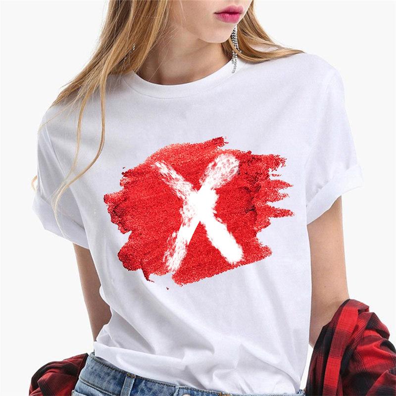 Women T Shirt Harajuku Summer 26 Alphabet K Print Woman Tee Tops Casual 90S Tshirt Femme Fashion Female T-Shirt