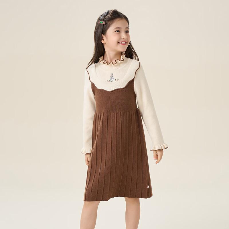 Montagut Girls Embroidered Ruffle Knit Dress 120