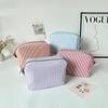 Striped Cosmetic Storage Bag Large Capacity Portable Women's Toiletry Pouch for Travel Business Trip Use