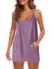 2025 Summer Sleeveless Solid Color Dress with Thin Straps & Pocket