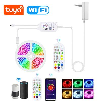 Tuya Smart Wireless WiFi LED bandă 12V RGB 5050 Funcționează cu Alexa Google Home Control vocal Lumini LED RGB bandă Flex bandă cu adaptor UE sau SUA