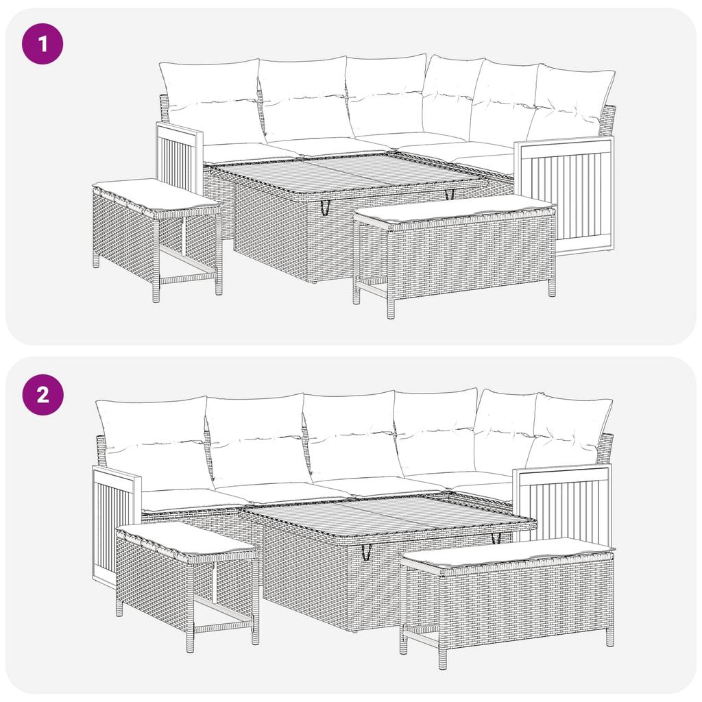 Garden Sofa Set with Cushions 12 pcs Beige and Light Grey
