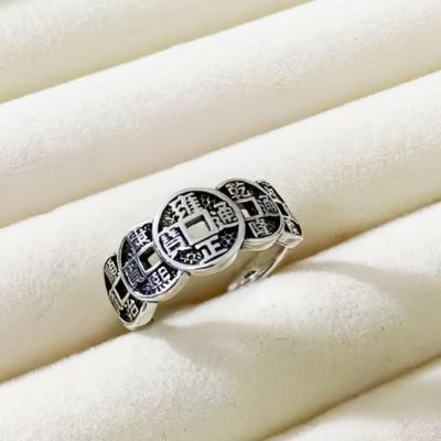 Anello Apribile Unisex Retro con Monete dei Cinque Imperatori per Ricchezza e Potere